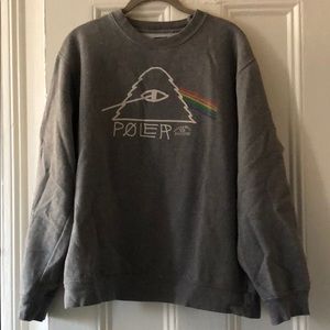 Poler stuff psychedelic grey crew sweatshirt